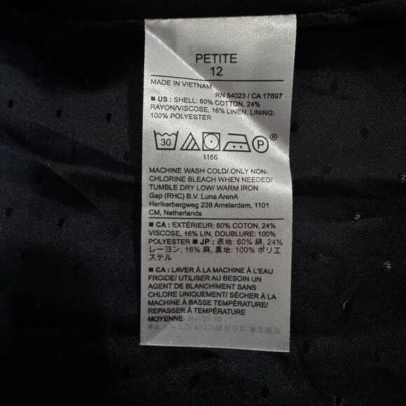 NWT BANANA REPUBLIC Womens 12P Blazer Cotton Navy Textured Stretch Preppy School - Picture 6 of 7